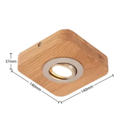 Lindby LED-Deckenleuchte Mikari, 14 cm, Holz, schwenkbar