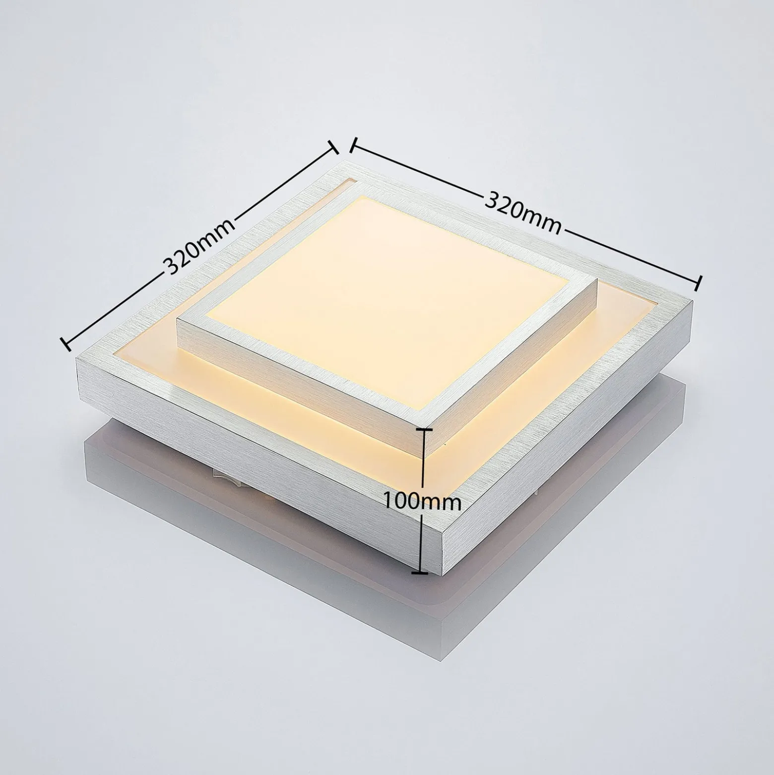 Lindby LED-Deckenleuchte Mirco, 32 cm, eckig, Aluminium