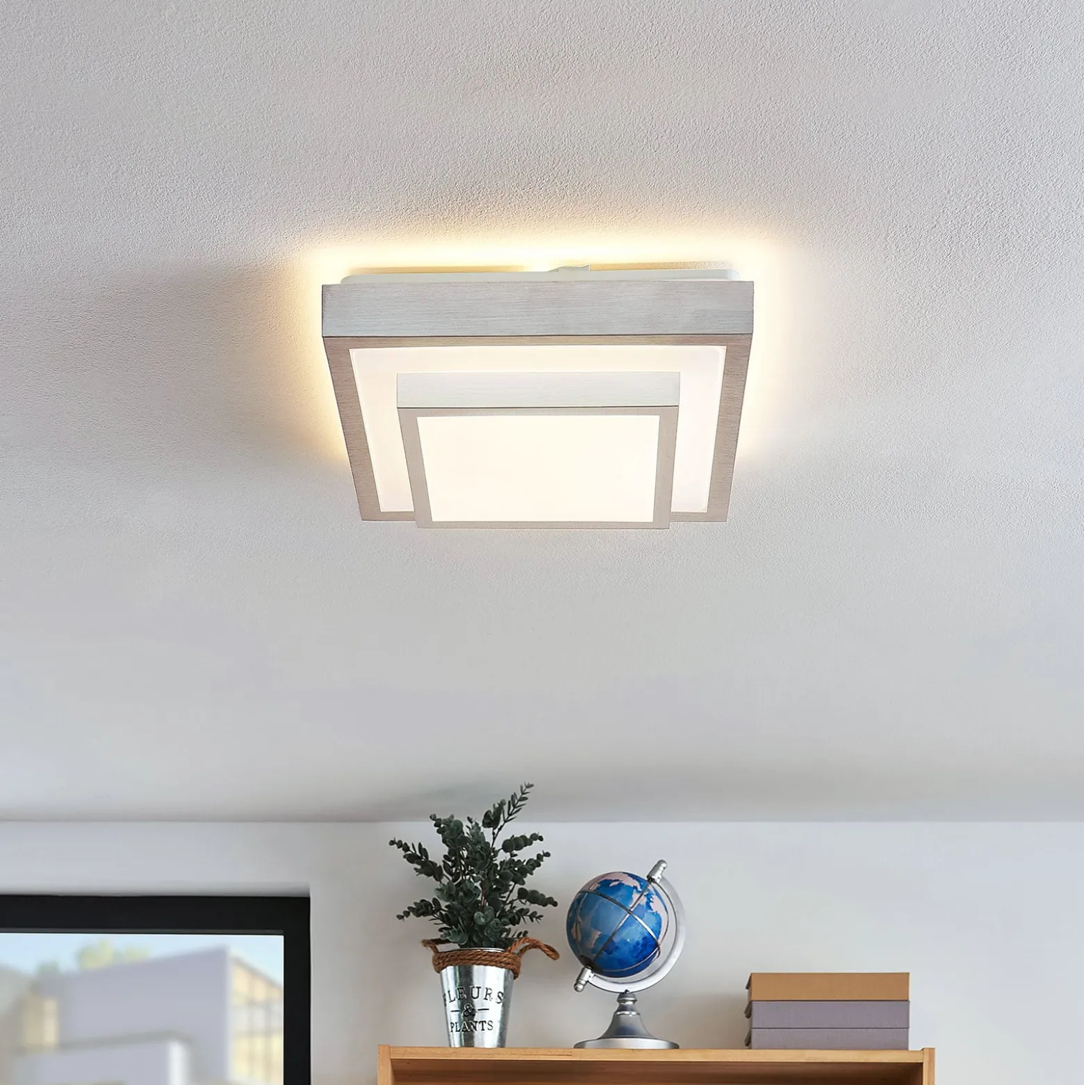 Lindby LED-Deckenleuchte Mirco, 32 cm, eckig, Aluminium