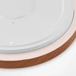 Lindby LED-Deckenleuchte Mynte, Ø42cm, Holzoptik, Kunststoff