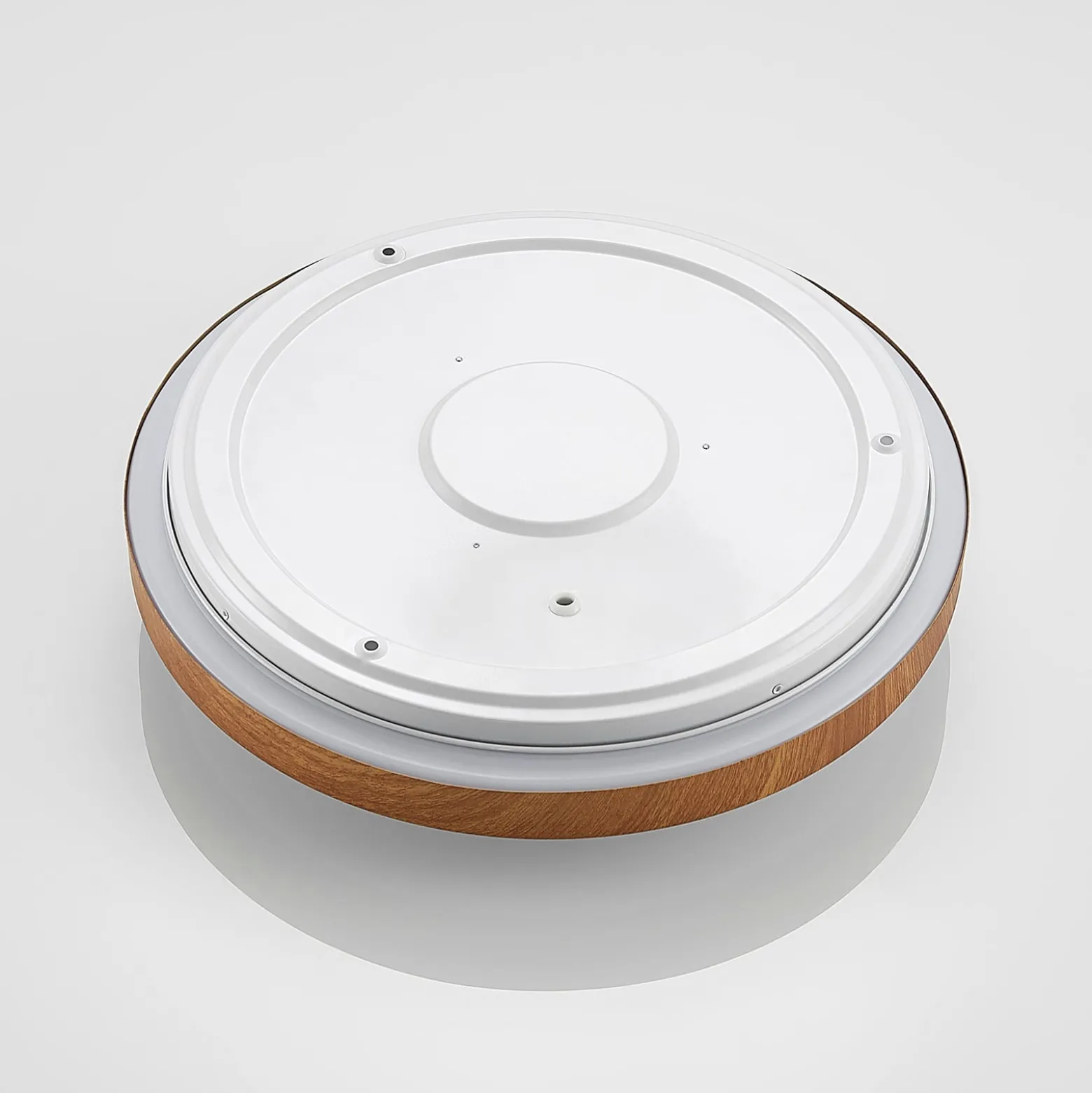 Lindby LED-Deckenleuchte Mynte, Ø42cm, Holzoptik, Kunststoff