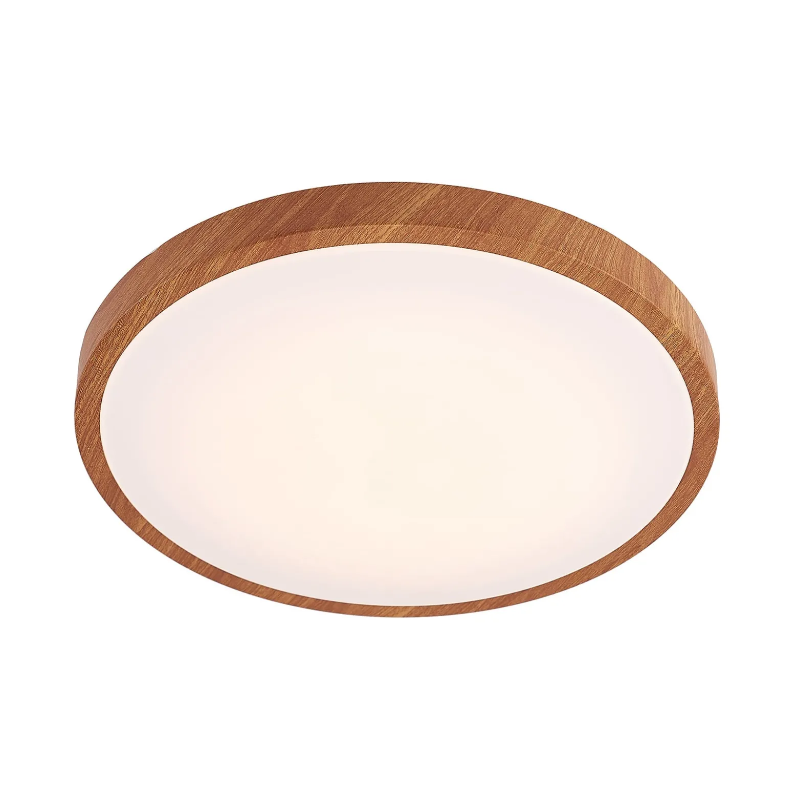 Lindby LED-Deckenleuchte Mynte, Ø42cm, Holzoptik, Kunststoff