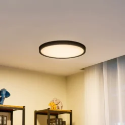 Lindby LED-Deckenleuchte Pravin, Ø 50 cm, CCT, schwarz