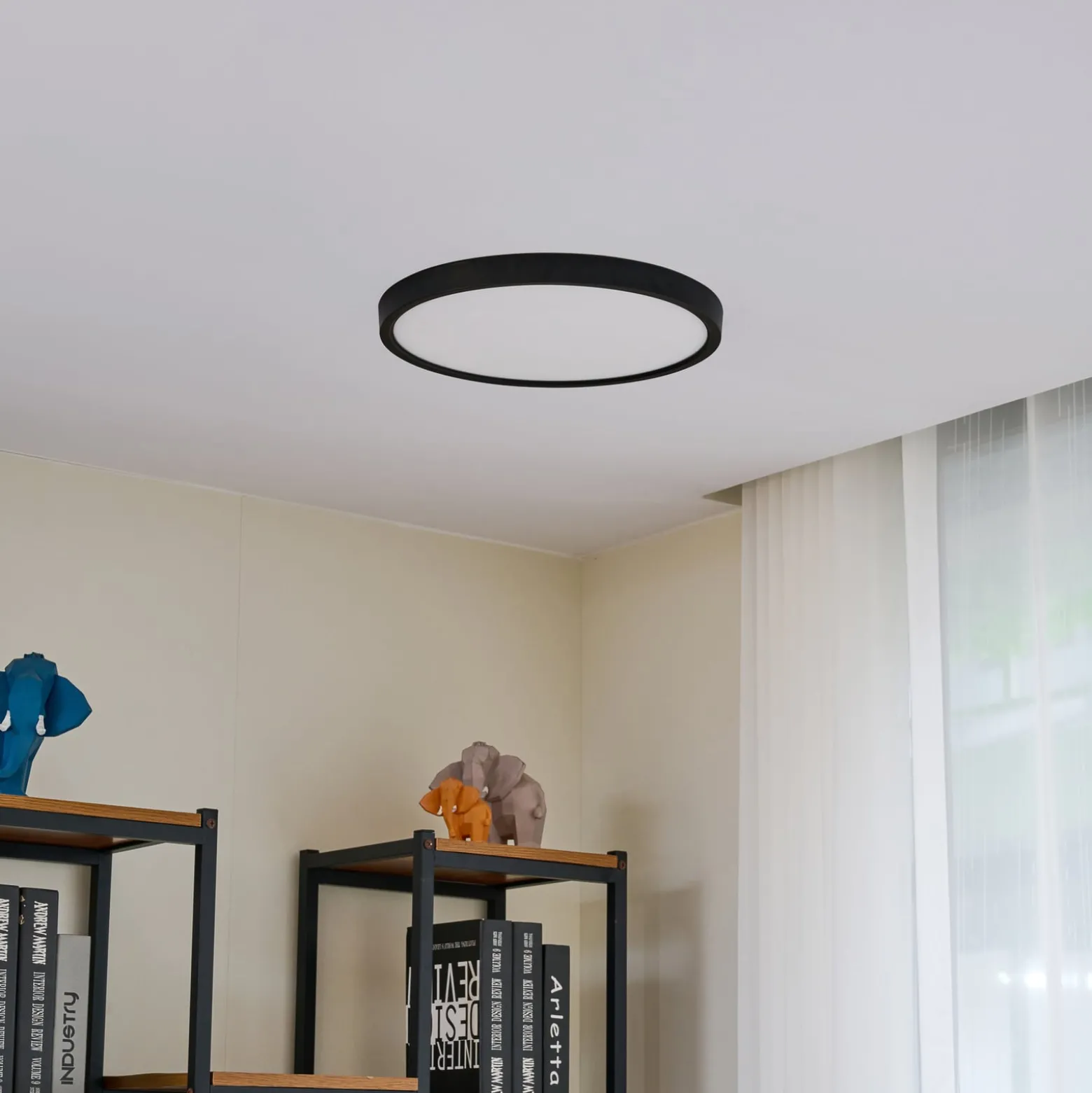 Lindby LED-Deckenleuchte Pravin, Ø 40 cm, CCT, schwarz