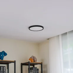 Lindby LED-Deckenleuchte Pravin, Ø 23 cm, 3.000 K, schwarz