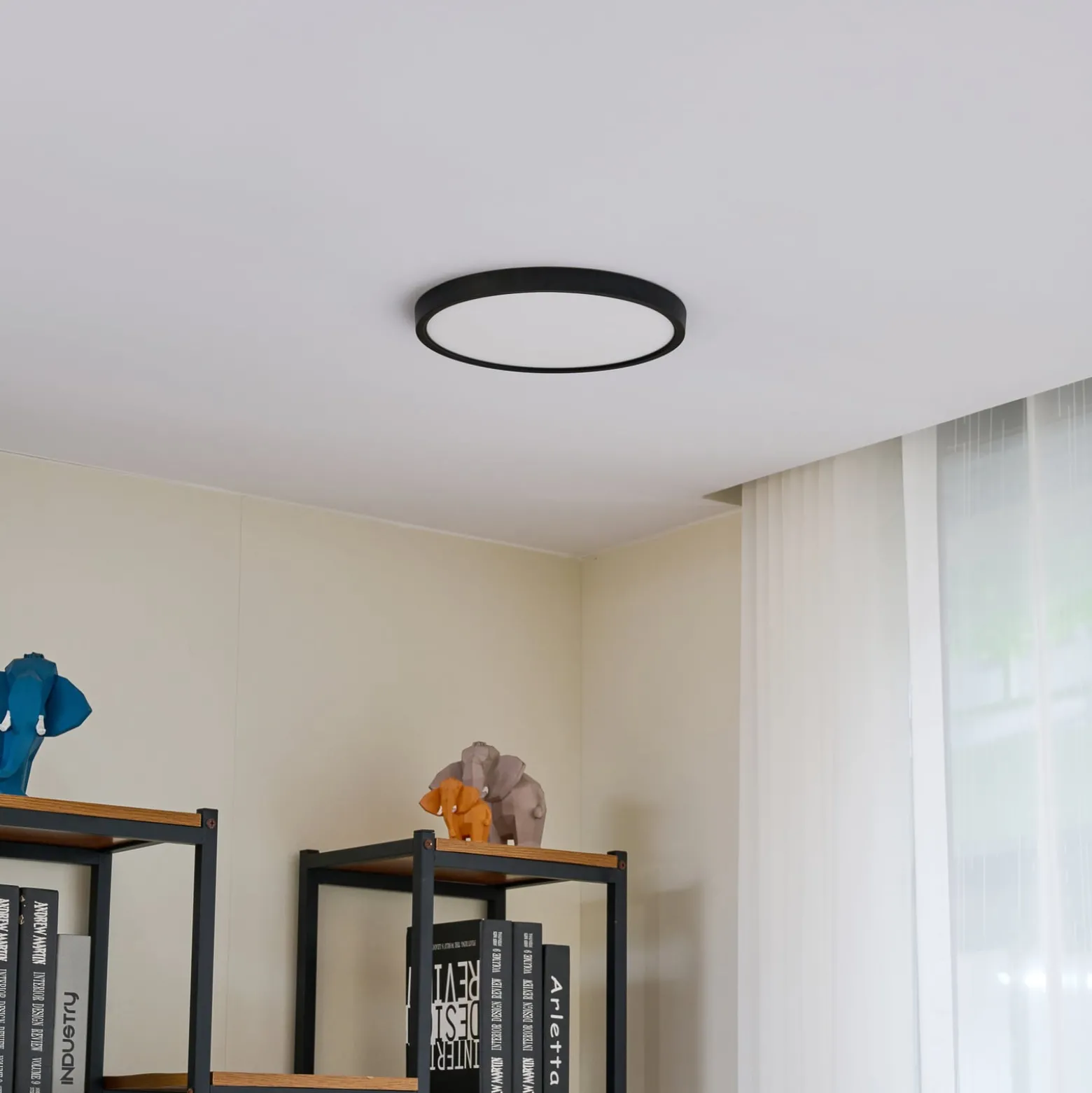 Lindby LED-Deckenleuchte Pravin, Ø 30 cm, CCT, schwarz