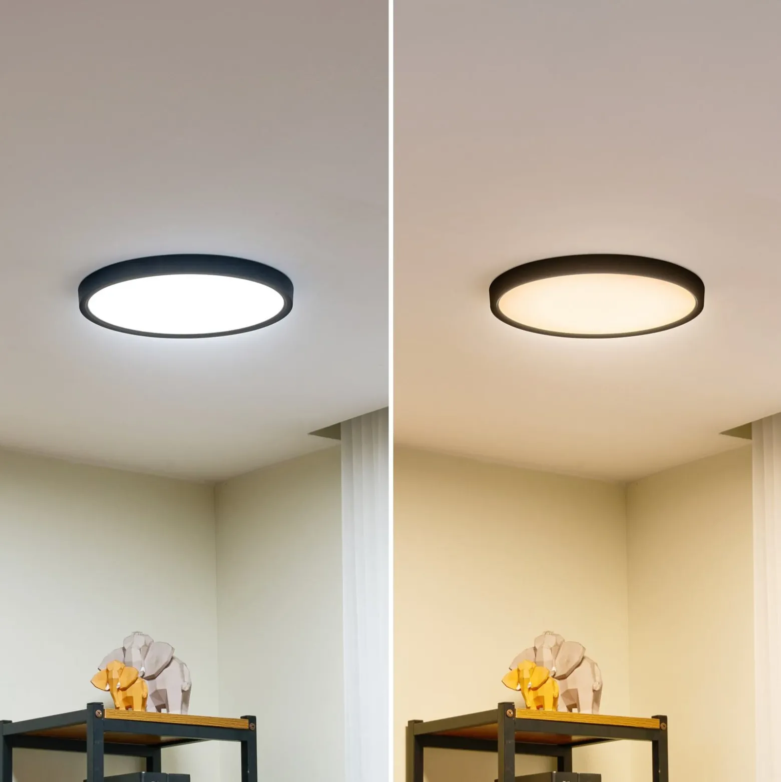 Lindby LED-Deckenleuchte Pravin, Ø 30 cm, CCT, schwarz