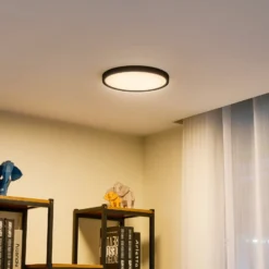 Lindby LED-Deckenleuchte Pravin, Ø 30 cm, CCT, schwarz