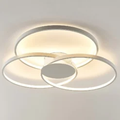 Lindby LED-Deckenleuchte Riley, weiß, Metall, 80 cm, dimmbar