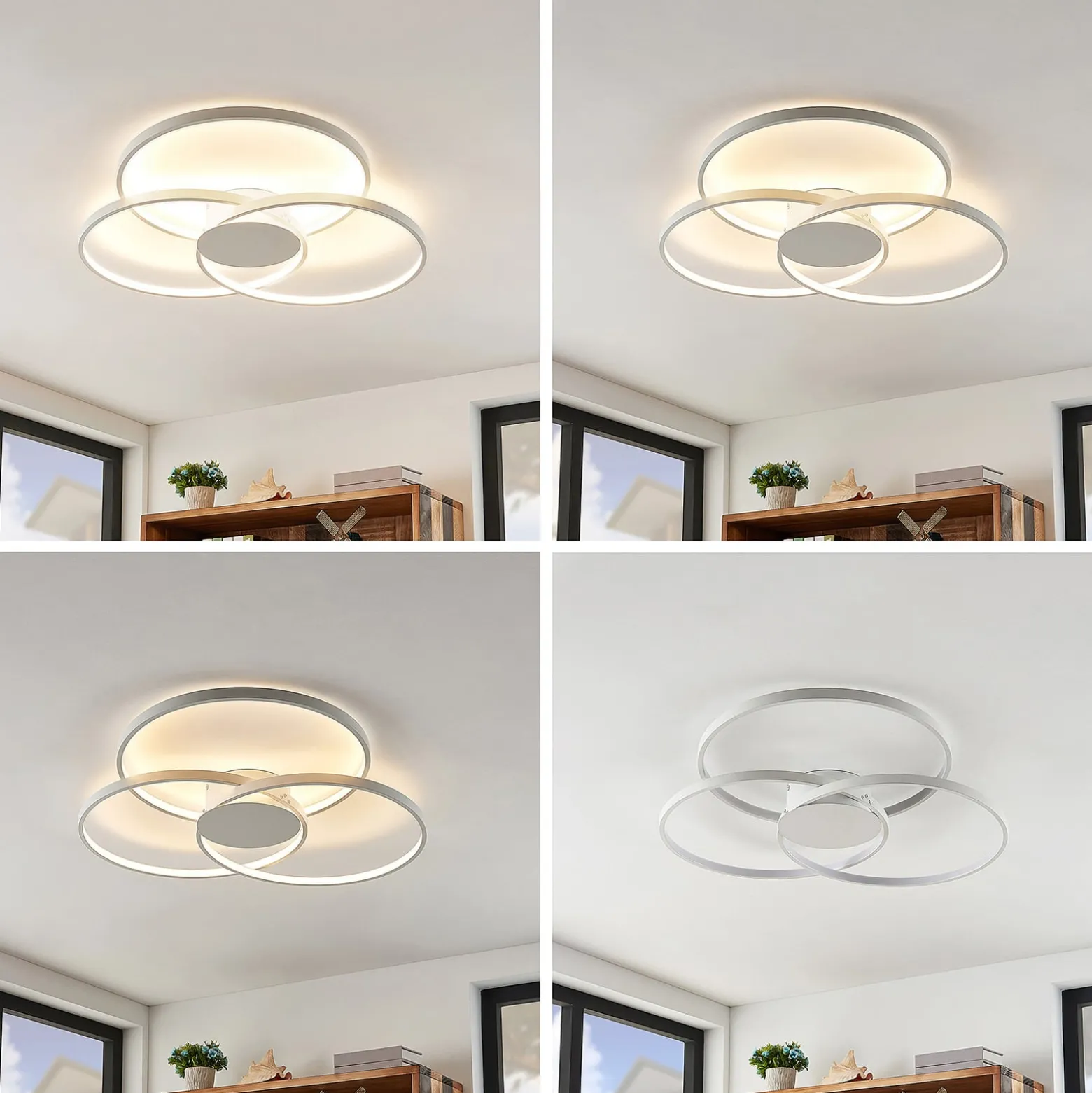 Lindby LED-Deckenleuchte Riley, weiß, Metall, 80 cm, dimmbar