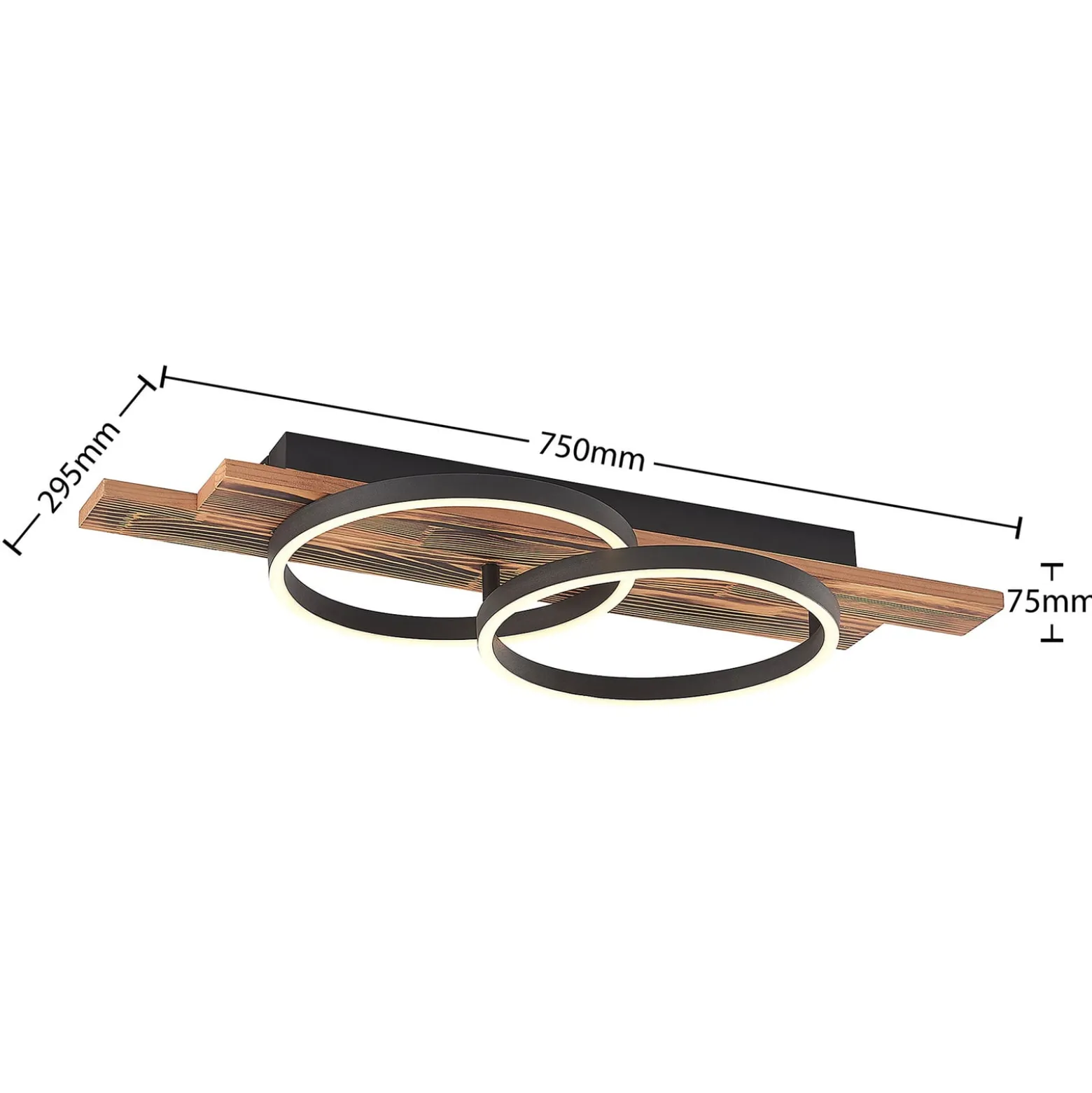 Lindby LED-Deckenleuchte Sentoa, Holz, 75 cm lang, 3.000 K