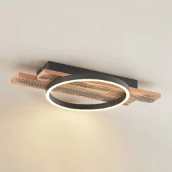 Lindby LED-Deckenleuchte Sentoa, Holz, 52,8 cm lang, 3.000 K