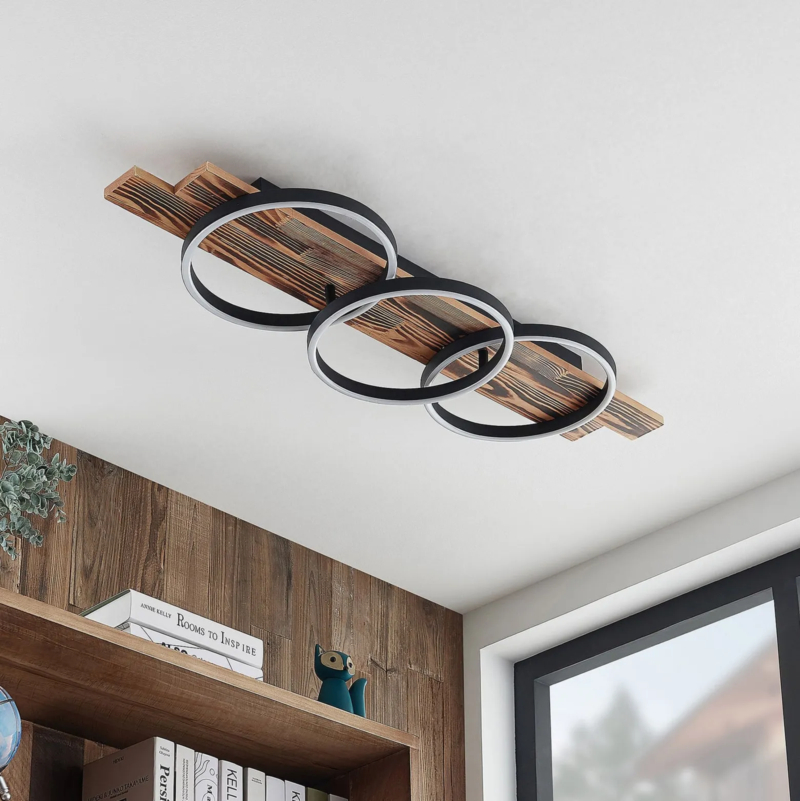 Lindby LED-Deckenleuchte Sentoa, Holz, 100 cm lang, 3.000 K