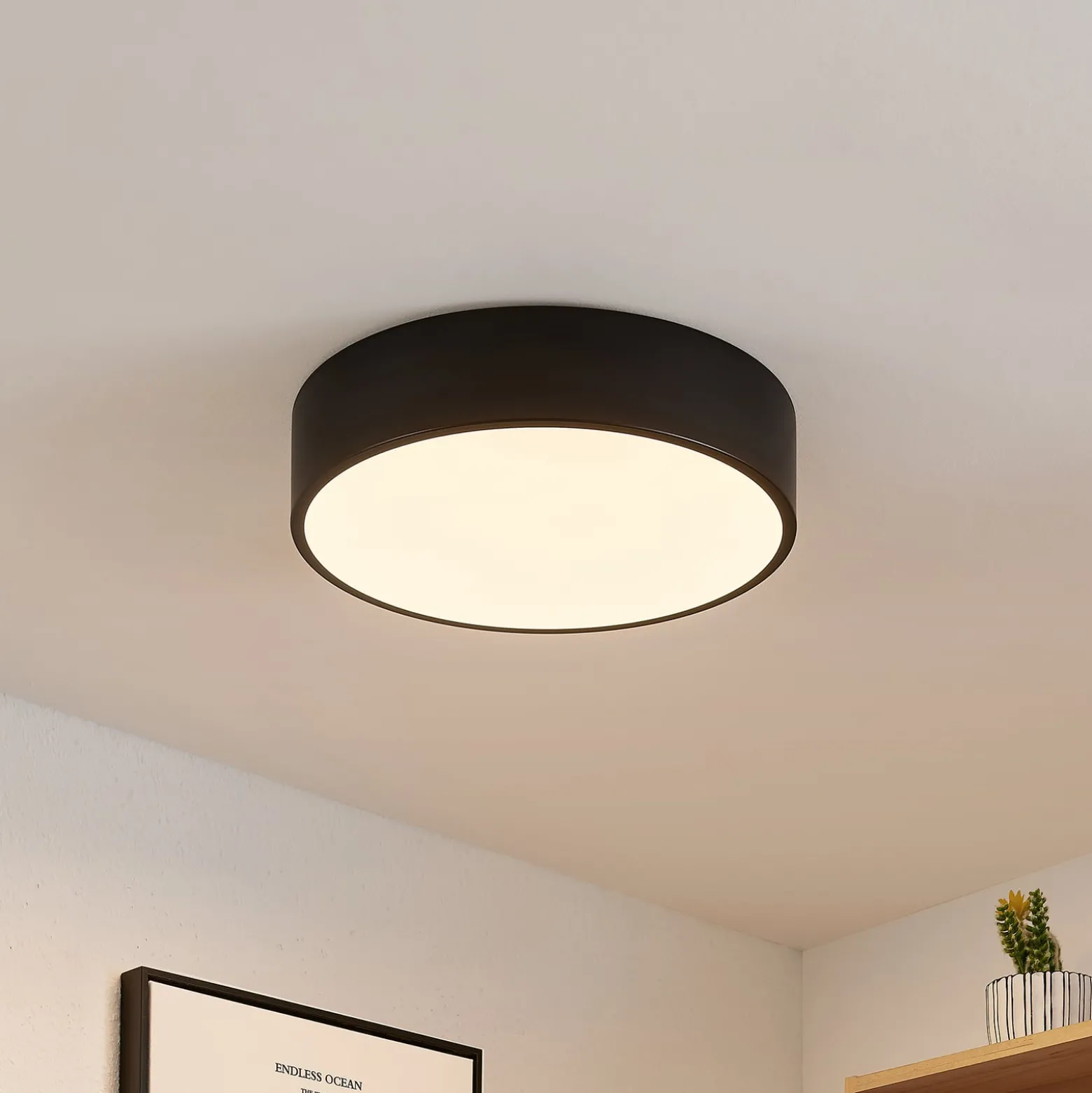 Lindby LED-Deckenleuchte Simera, Ø 30 cm, schwarz, dimmbar