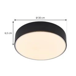 Lindby LED-Deckenleuchte Simera, Ø 30 cm, schwarz, dimmbar