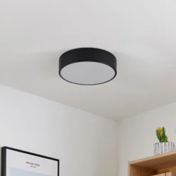 Lindby LED-Deckenleuchte Simera, Ø 30 cm, schwarz, dimmbar