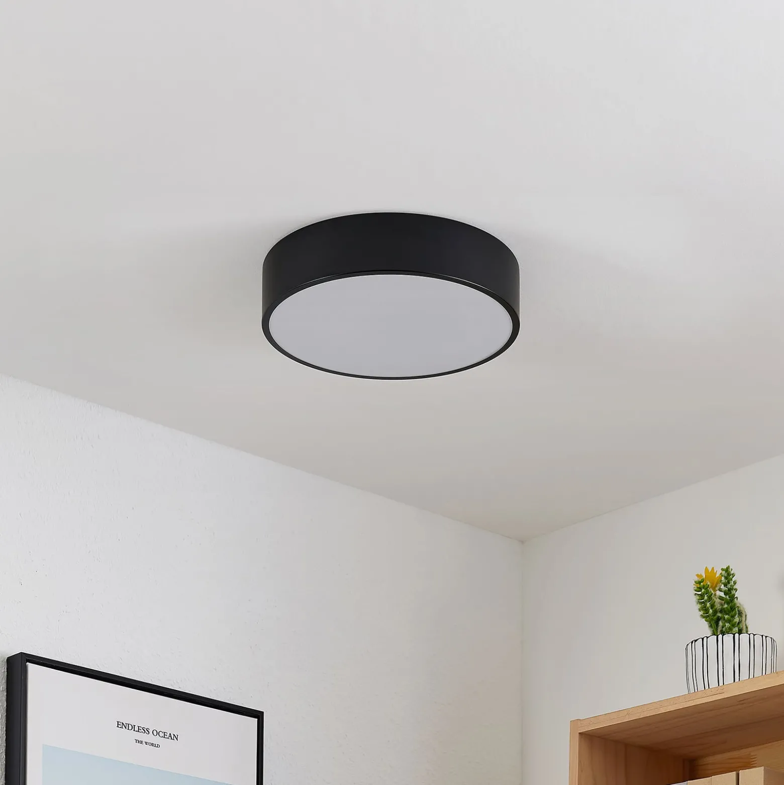 Lindby LED-Deckenleuchte Simera, Ø 30 cm, schwarz, dimmbar