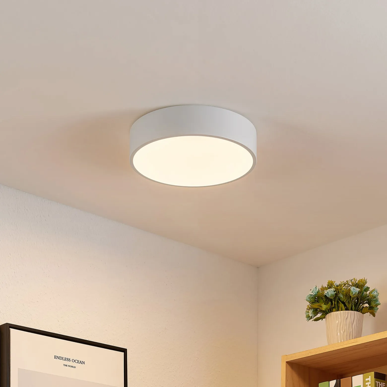 Lindby LED-Deckenleuchte Simera, Ø 30cm, weiß, dimmbar