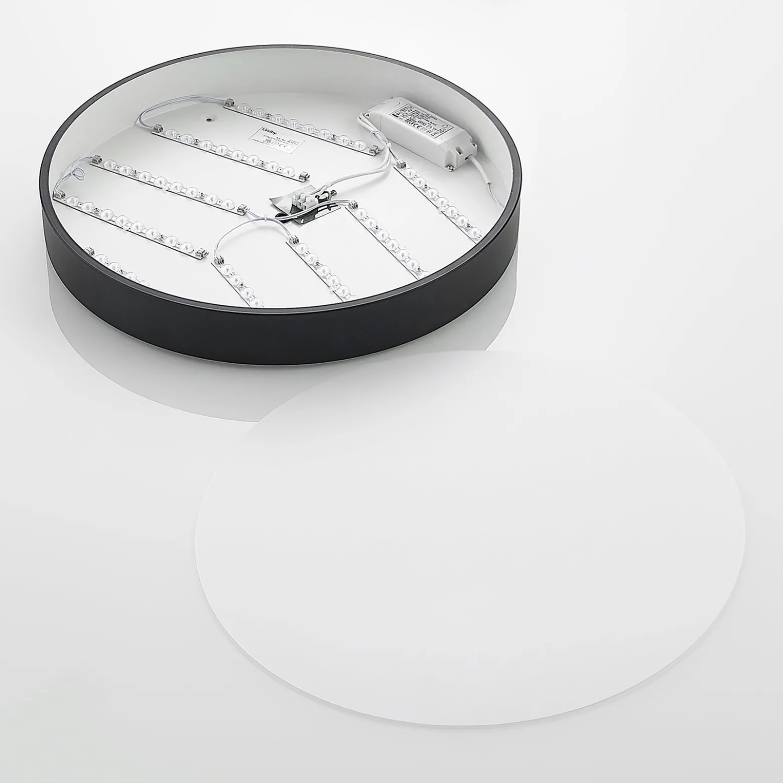 Lindby LED-Deckenleuchte Simera, Ø 50cm, schwarz, dimmbar