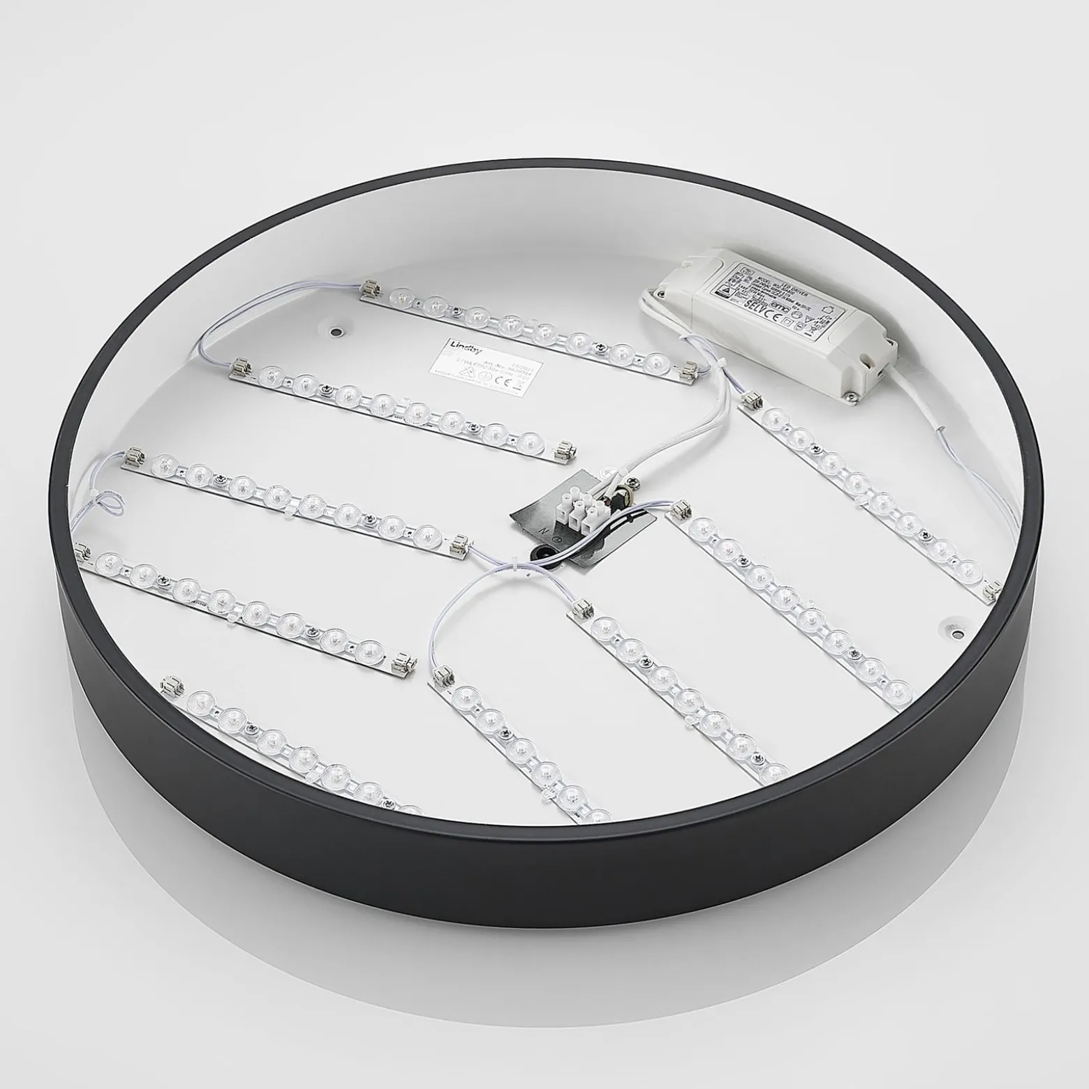 Lindby LED-Deckenleuchte Simera, Ø 50cm, schwarz, dimmbar