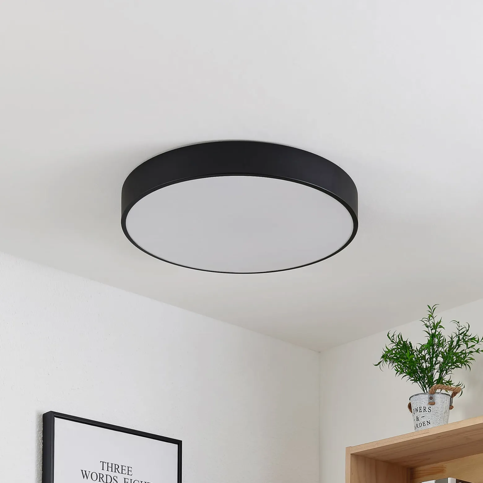 Lindby LED-Deckenleuchte Simera, Ø 50cm, schwarz, dimmbar