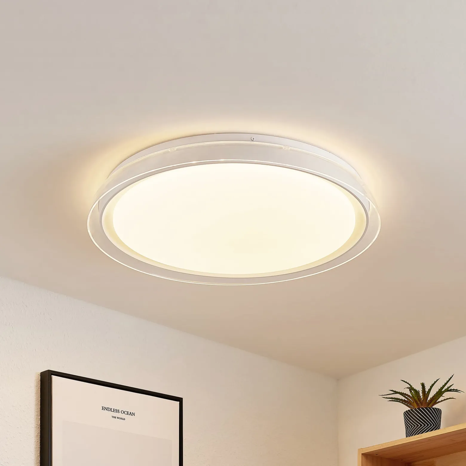 Lindby LED-Deckenleuchte Sleya Ø 50 cm, weiß, CCT, dimmbar