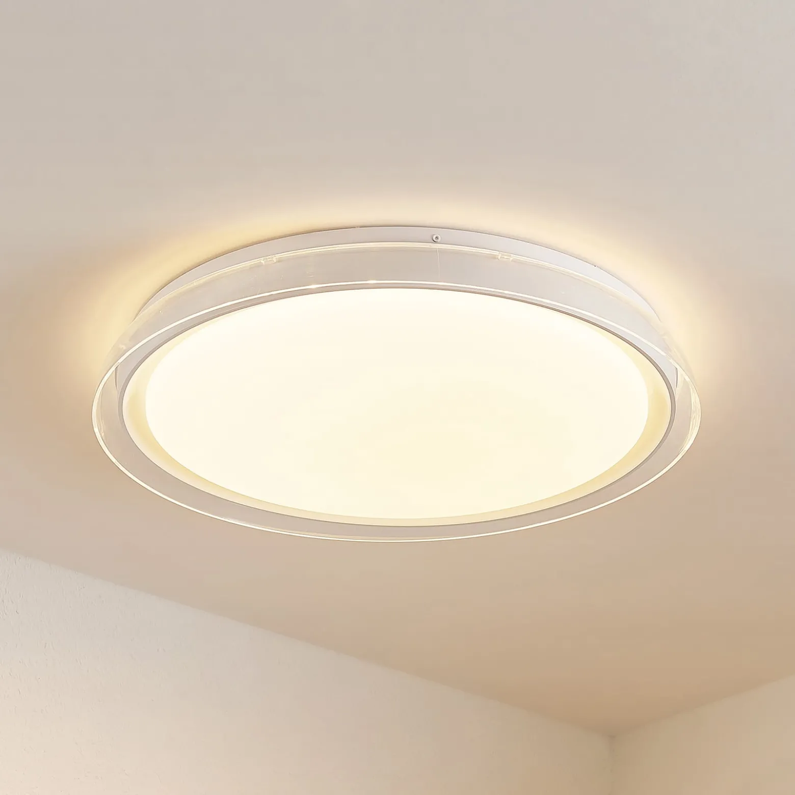 Lindby LED-Deckenleuchte Sleya Ø 50 cm, weiß, CCT, dimmbar