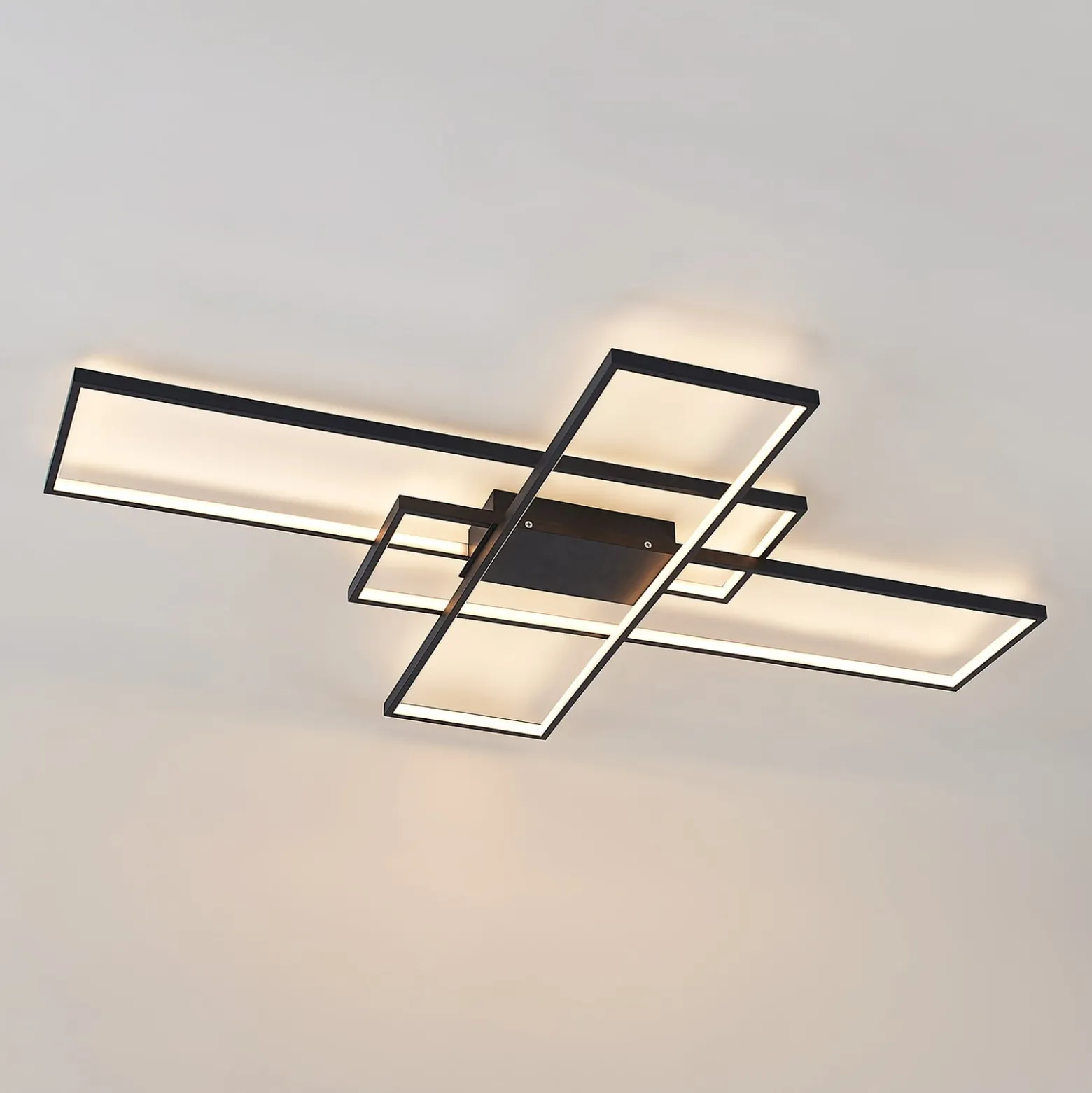 Lindby LED-Deckenleuchte Tetson, schwarz, Metall, dimmbar