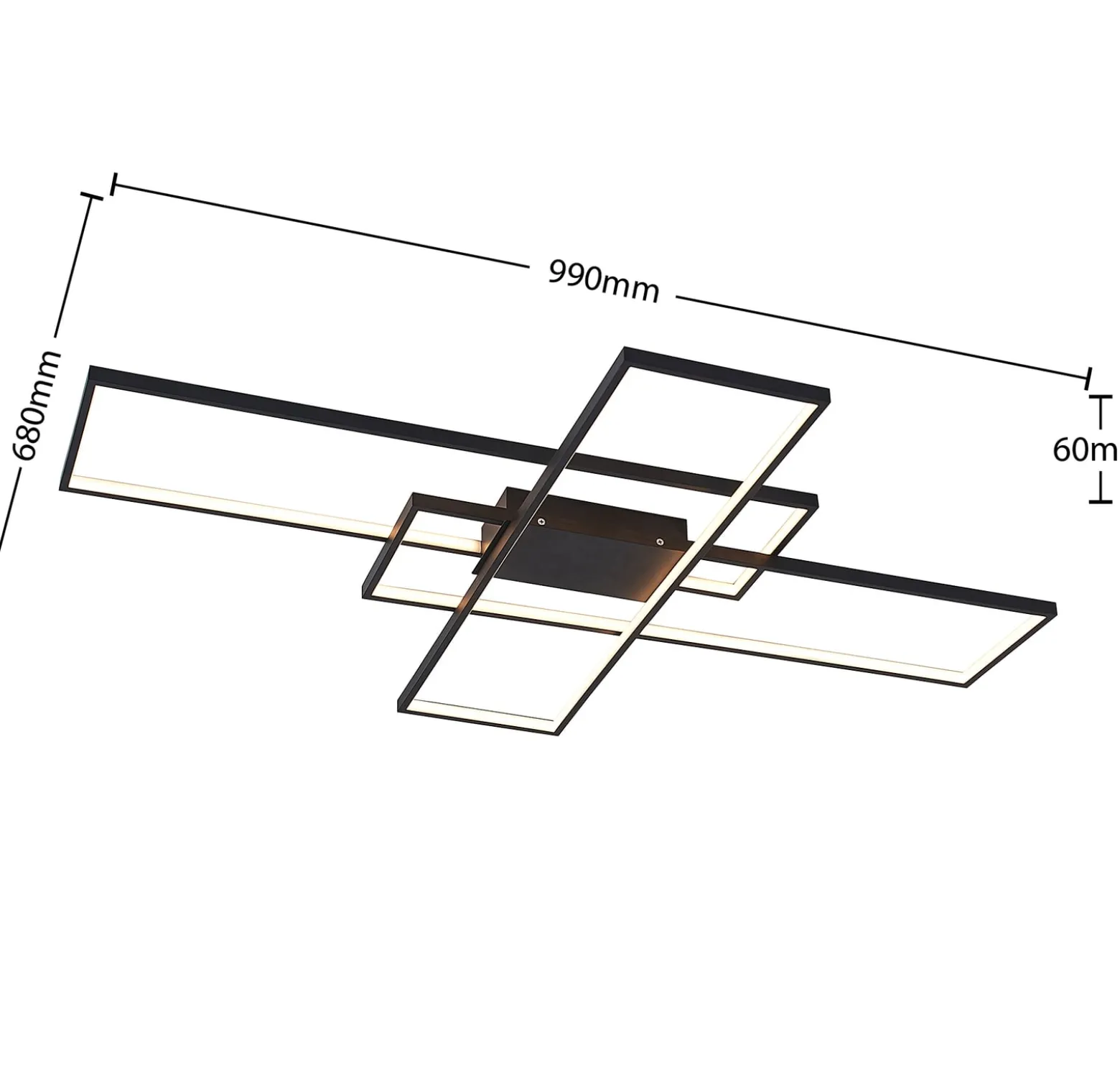 Lindby LED-Deckenleuchte Tetson, schwarz, Metall, dimmbar