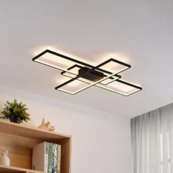 Lindby LED-Deckenleuchte Tetson, schwarz, Metall, dimmbar