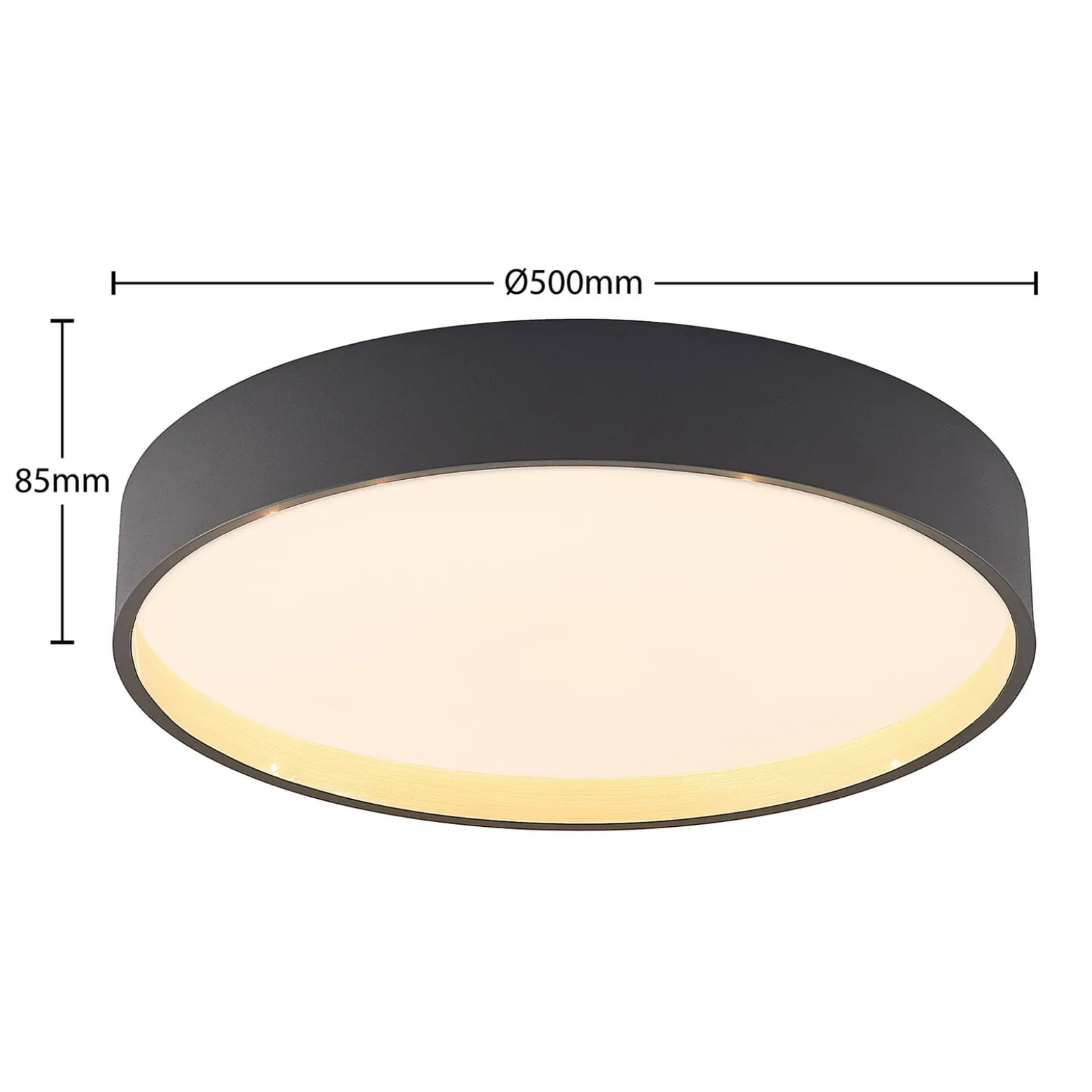 Lindby LED-Deckenleuchte Todor, 50 cm, anthrazit, CCT, Holz