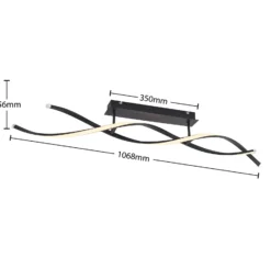 Lindby LED-Deckenleuchte Welina, schwarz, 107 cm, dimmbar