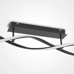 Lindby LED-Deckenleuchte Welina, schwarz, 107 cm, dimmbar