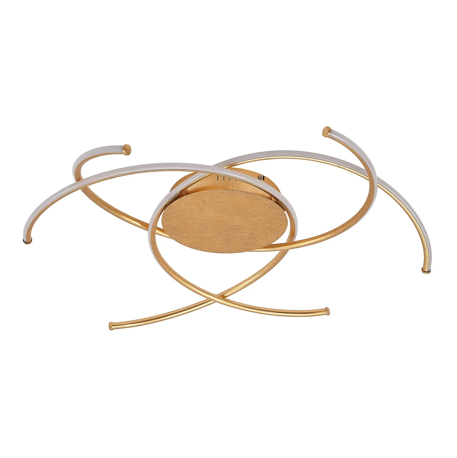 Lindby LED-Deckenleuchte Yareli, gold, Metall, Ø 70cm