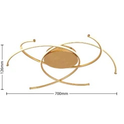 Lindby LED-Deckenleuchte Yareli, gold, Metall, Ø 70cm