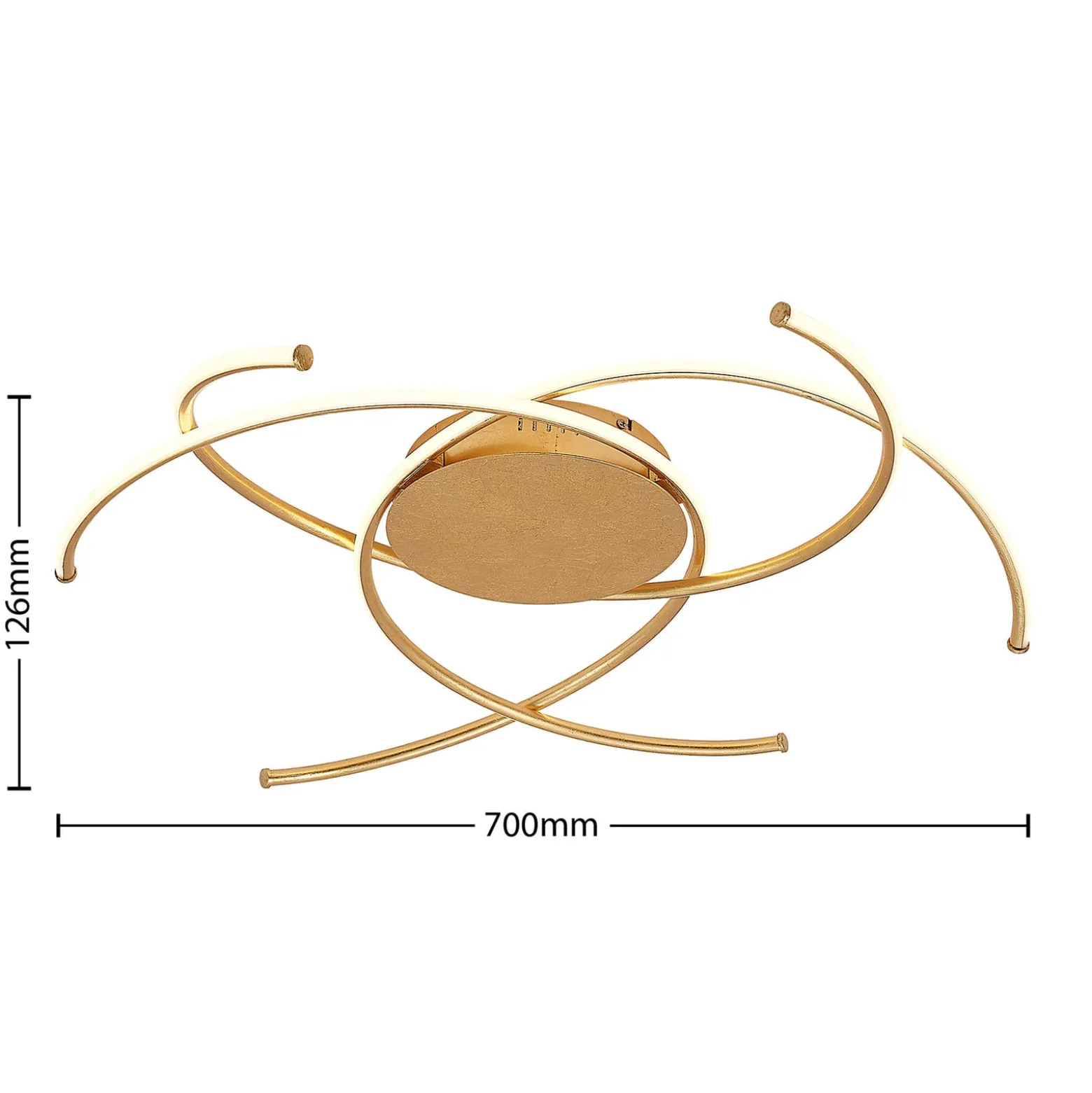 Lindby LED-Deckenleuchte Yareli, gold, Metall, Ø 70cm