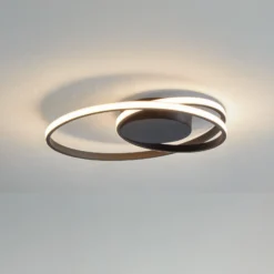 Lindby LED-Deckenleuchte Youna, schwarz, Alu, 39 cm, dimmbar