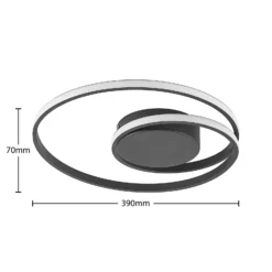 Lindby LED-Deckenleuchte Youna, schwarz, Alu, 39 cm, dimmbar