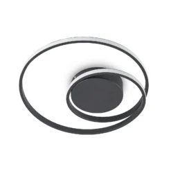 Lindby LED-Deckenleuchte Youna, schwarz, Alu, 39 cm, dimmbar