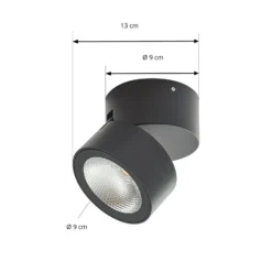 Lindby LED-Deckenstrahler Nolivar, schwarz, Ø 9 cm, IP54