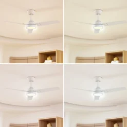 Lindby LED-Deckenventilator Aerallo, weiß, CCT, leise