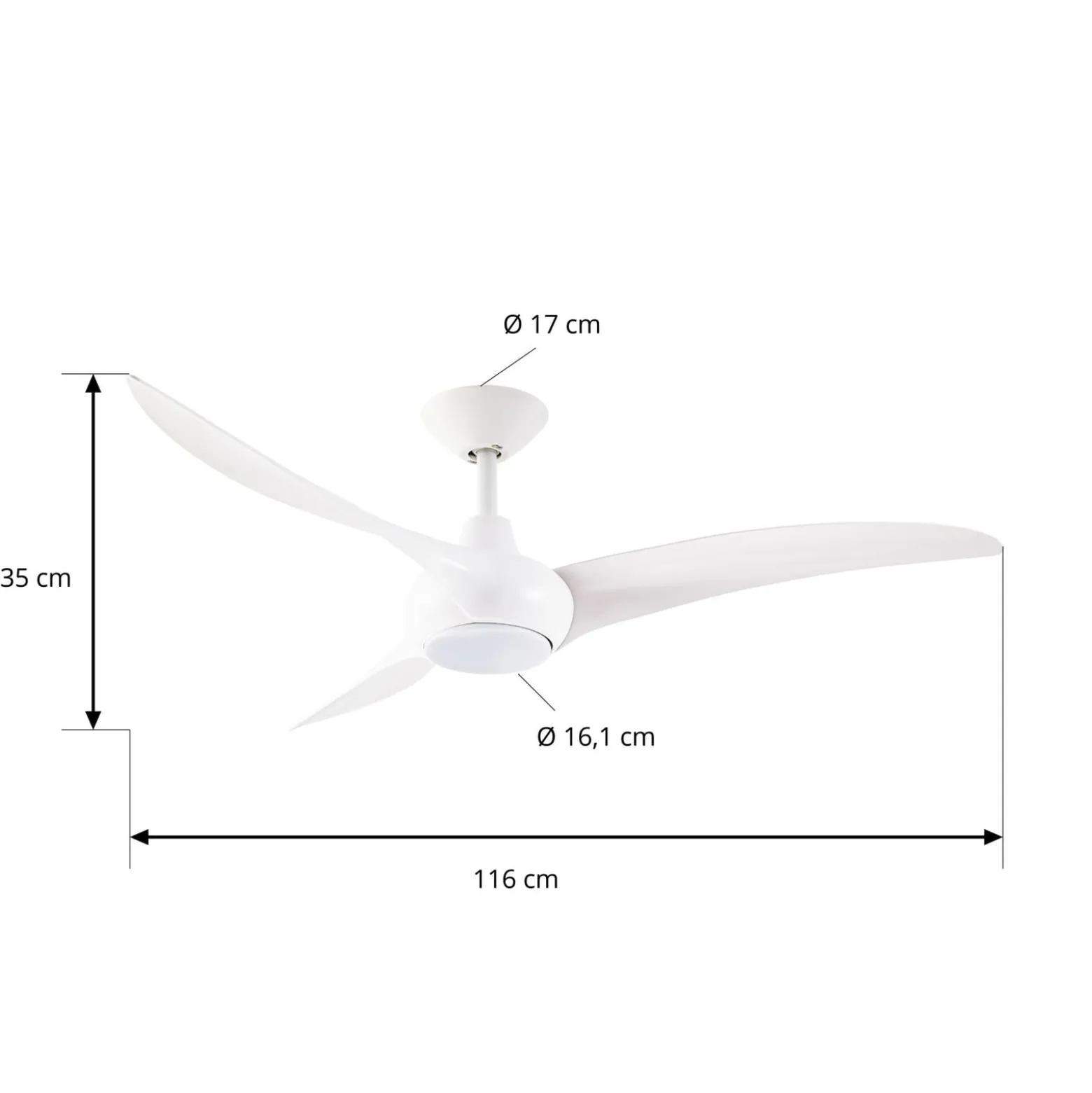 Lindby LED-Deckenventilator Briya, weiß, Ø 116 cm, CCT
