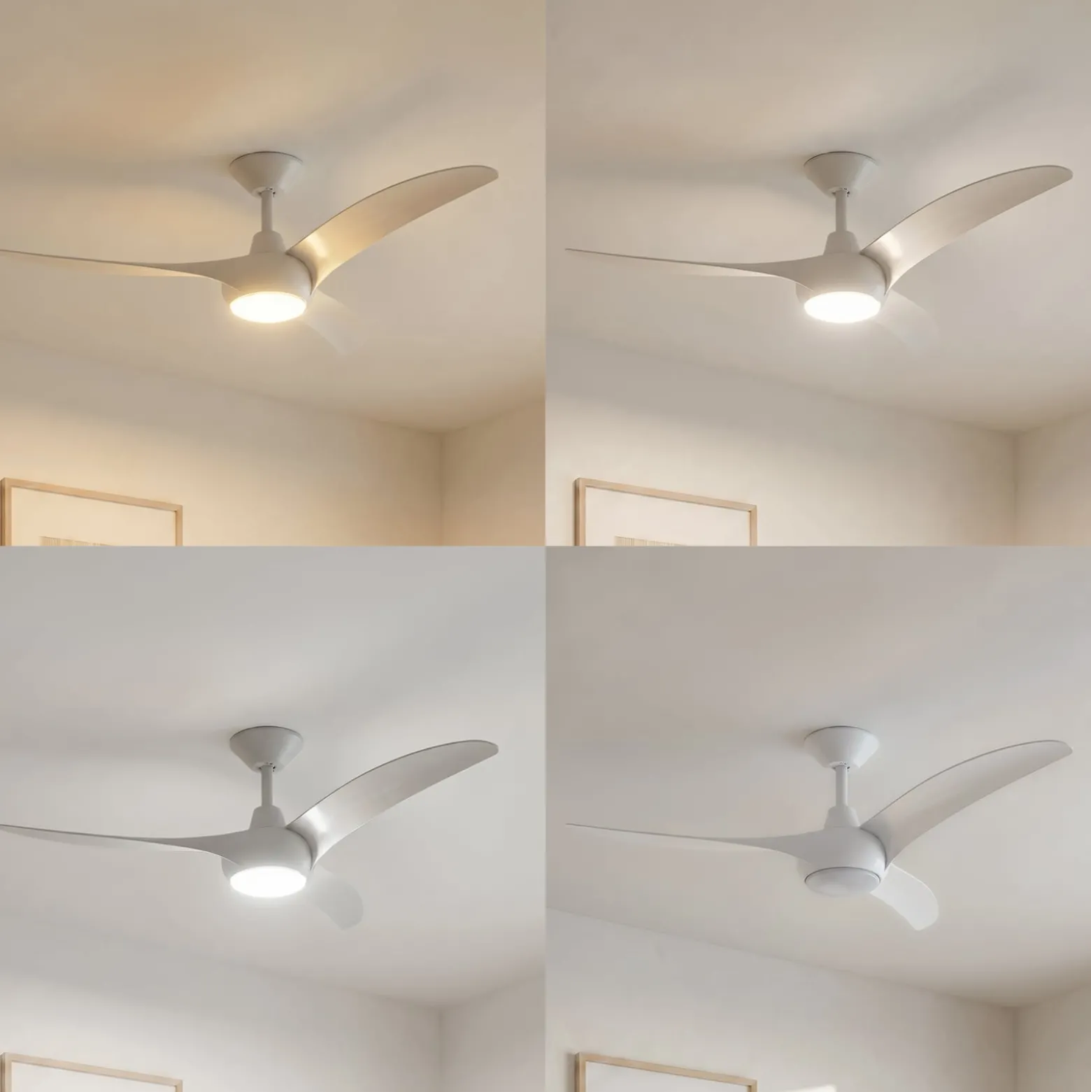 Lindby LED-Deckenventilator Briya, weiß, Ø 116 cm, CCT