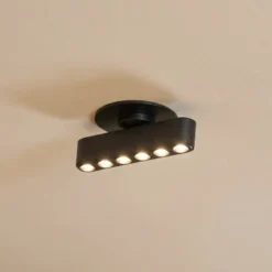 Lindby LED-Einbauleuchte Eldrin, schwarz, Lichtpunkte,13,1cm