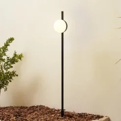 Lindby LED-Erdspießleuchte Darleen, anthrazit, Metall, Ø10cm