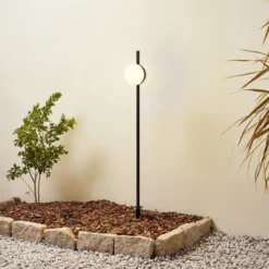 Lindby LED-Erdspießleuchte Darleen, anthrazit, Metall, Ø10cm