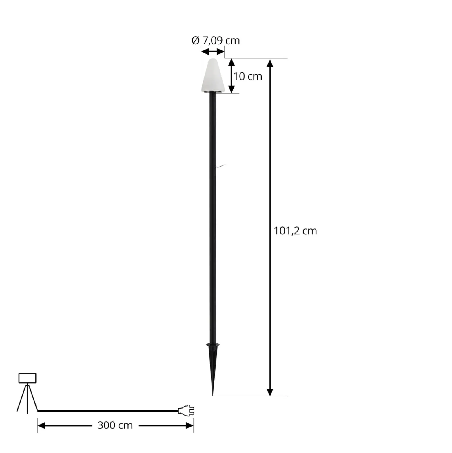 Lindby LED-Erdspießleuchte Selinda, schwarz, Höhe 100 cm