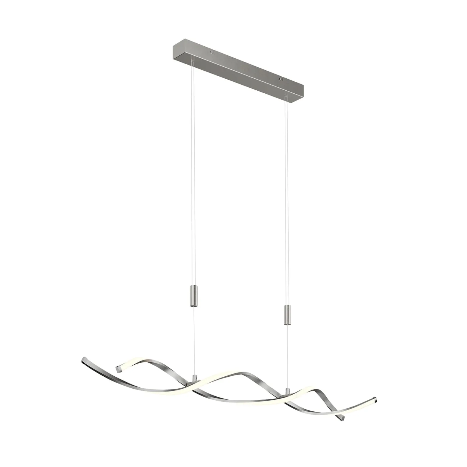 Lindby LED-Hängelampe Auron, nickelfarben, Metall, dimmbar