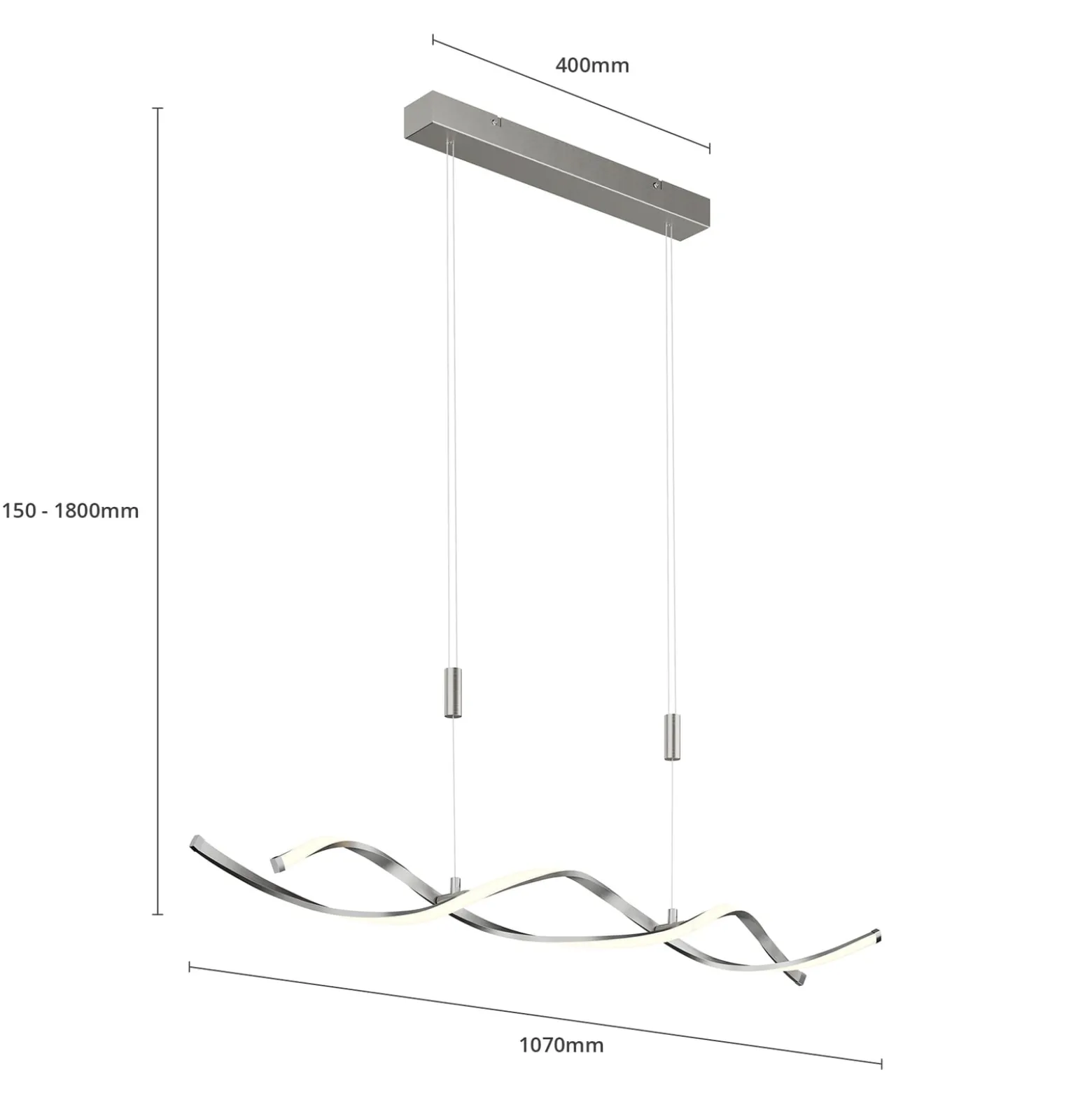 Lindby LED-Hängelampe Auron, nickelfarben, Metall, dimmbar