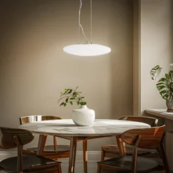 Lindby LED-Hängeleuchte Gunda, weiß, Glas, Ø 47 cm, dimmbar